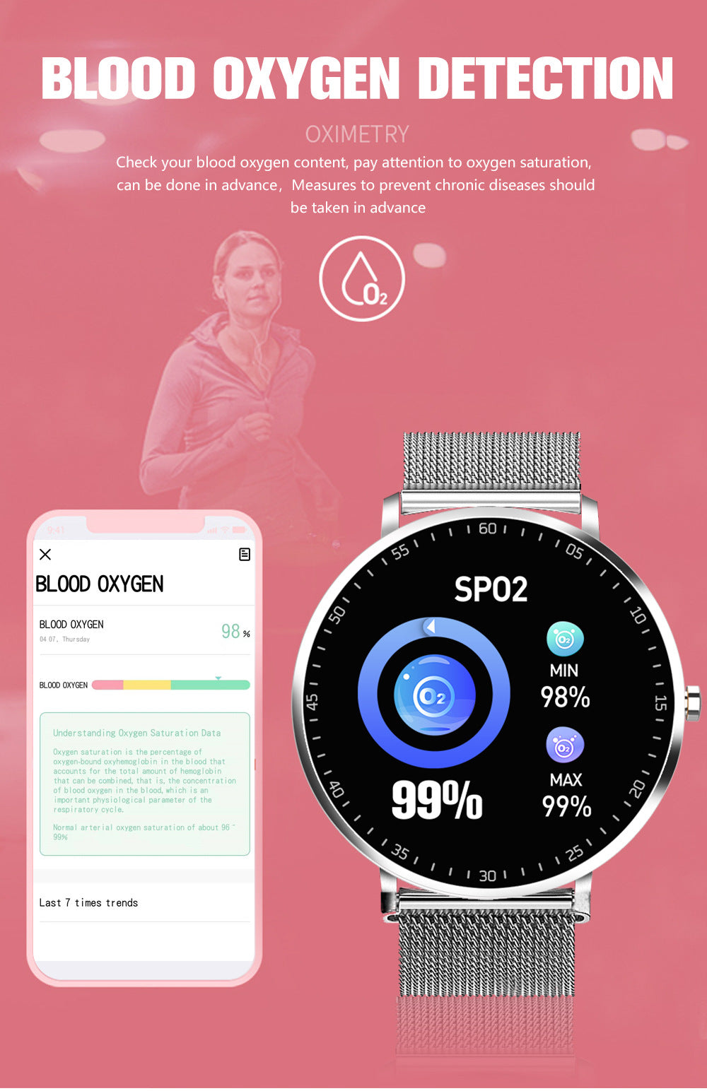 Full Touch Smart Bracelet: Sports Fitness Tracker Handband