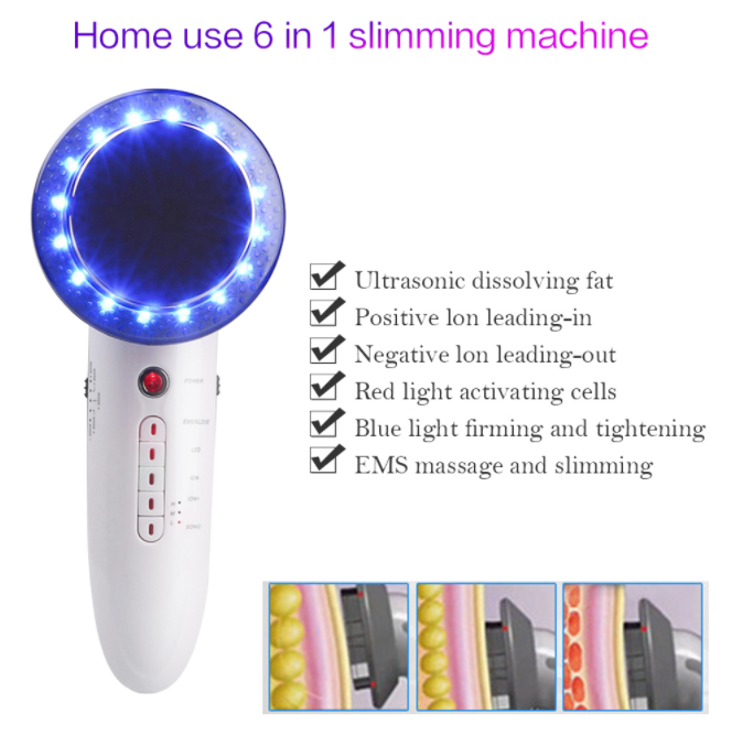 6-in-1 Ultrasonic Slimming Device: EMS, LED, Cavitation, Galvanic, Ultrasound, Infrared Therapy