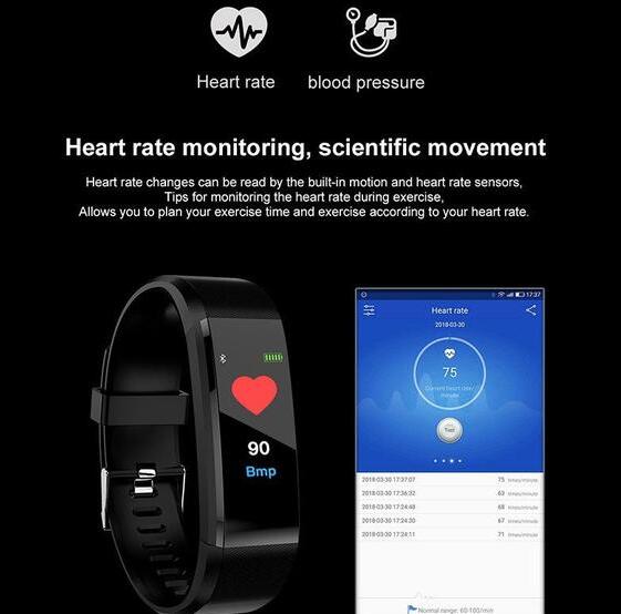 Bluetooth Smart Bracelet: Heart Rate Monitor, Fitness Tracker Watch