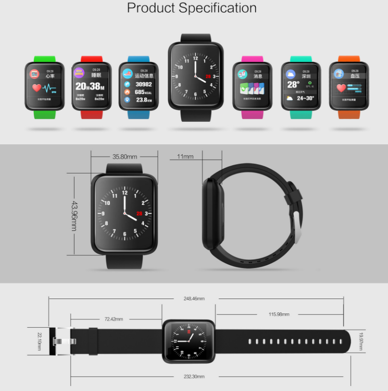 COLMI Sport3 Smart Watch: Apple Compatible, Blood Pressure, IP68 Waterproof, Fitness Tracker